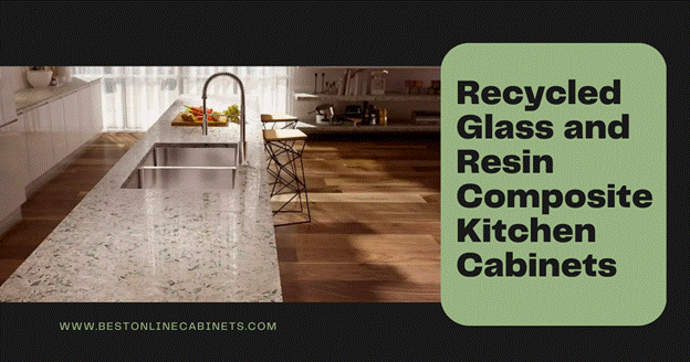 Recycled Glass and Resin Composite Kitchen Cabinets