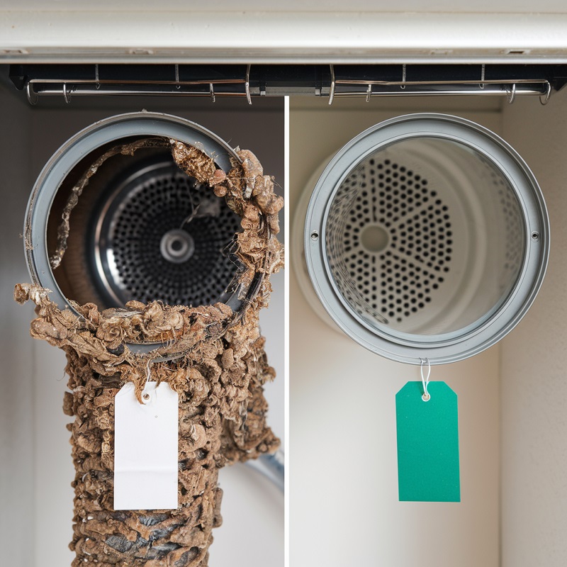 Dryer Vent Cleaning before after picture