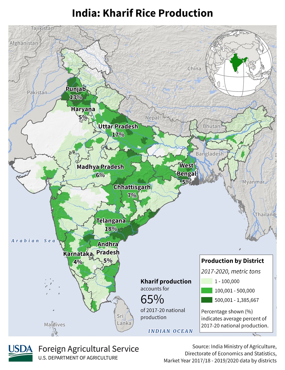 India rice production map